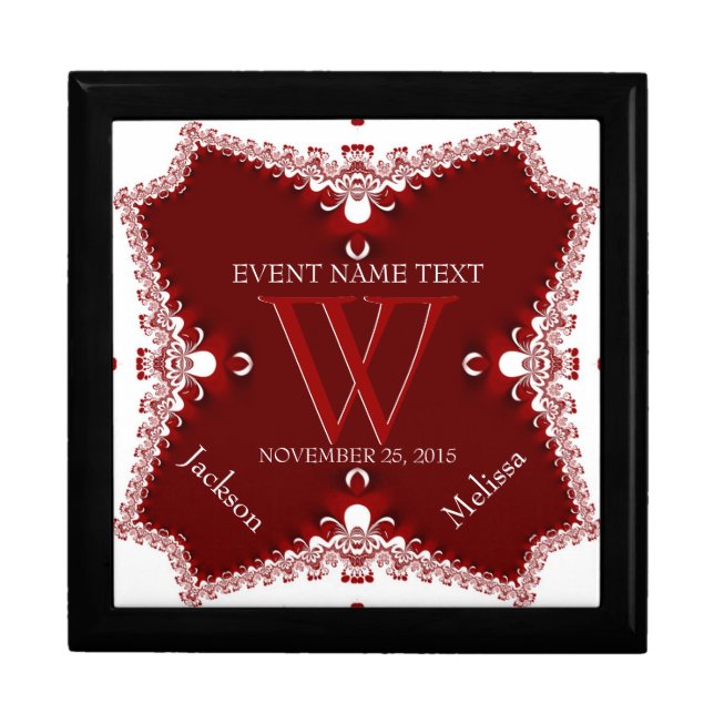Red White Lace Border Wedding Anniversary Gift Box (Front)