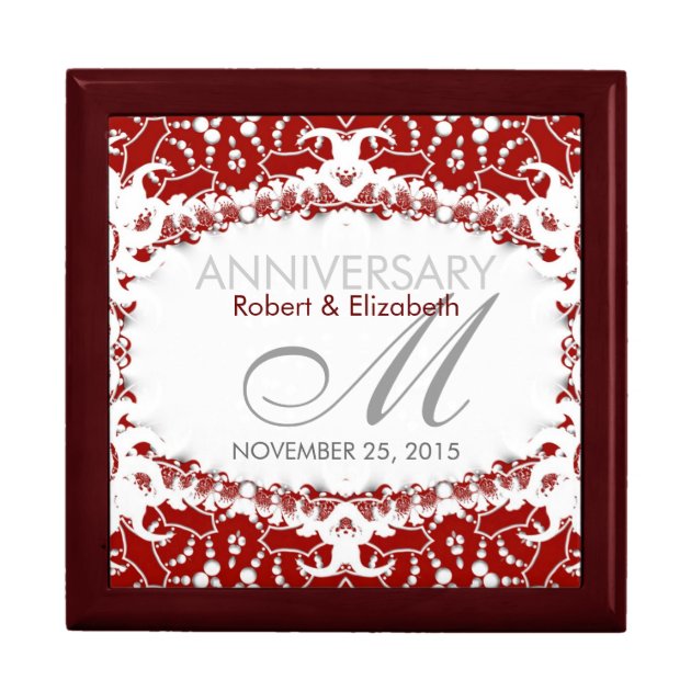 Red+White Lace Wedding Anniversary Gift Box | Zazzle