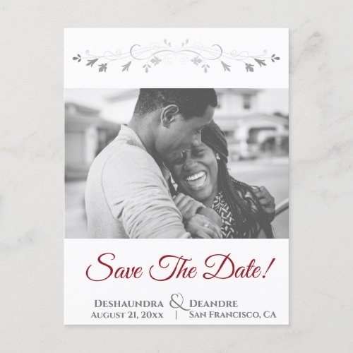 Red  White Lacy Border Wedding Save the Date Holiday Postcard