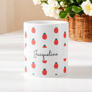 Red White Ladybug Nature Pattern Girly Giant Coffee Mug