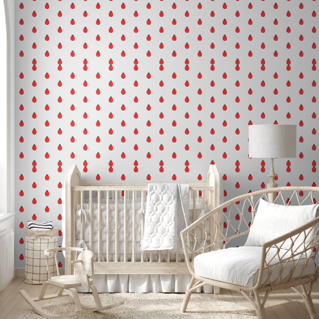 Red White Ladybug Nature Pattern Wallpaper (Kids)