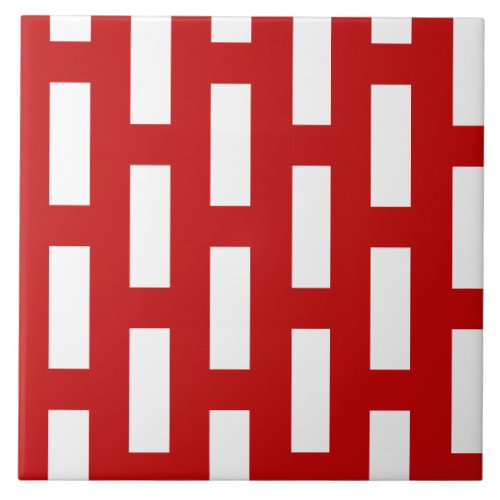Red White Lattice Pattern Ceramic Tile