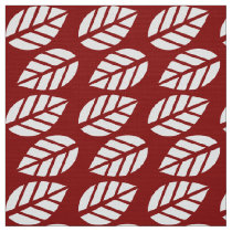 Red white leaves pattern fabric