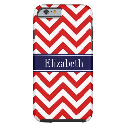 Red White LG Chevron Navy Blue Name Monogram Tough iPhone 6 Case