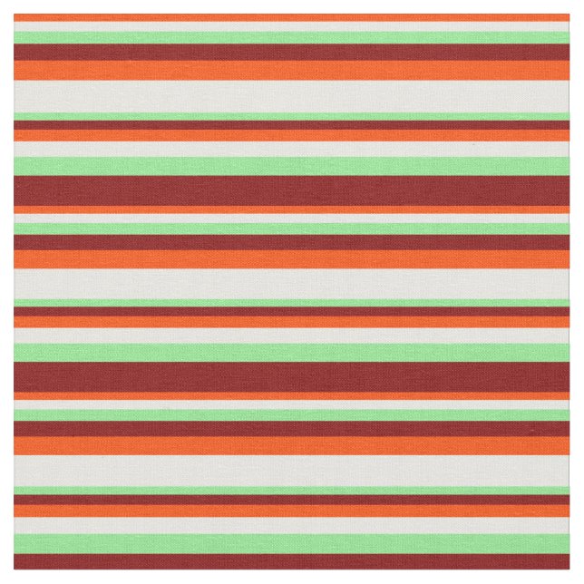 Red, White, Light Green, and Maroon Pattern Fabric (Close Up)