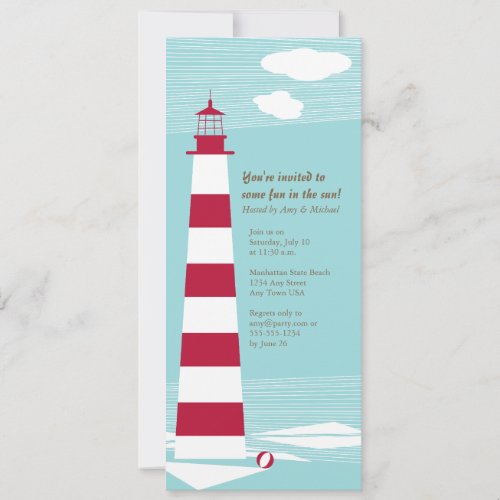 Red White Lighthouse Party Invite