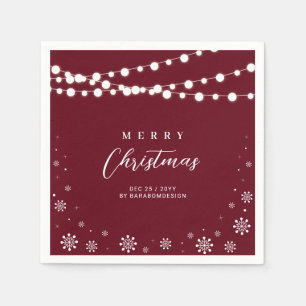 Red & White Lights Merry Christmas Holiday Party Napkins