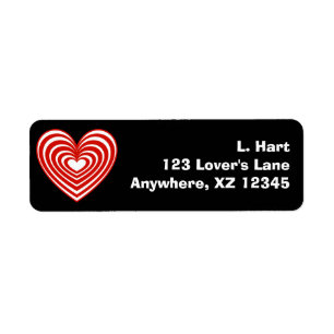 Red & White Lined Heart Label