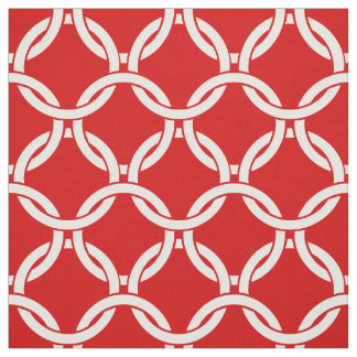 Red, White Linked Circles Pattern #1 Fabric