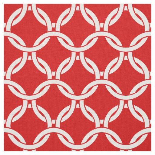 Red, White Linked Circles Pattern #1 Fabric