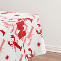 Red &amp; White Lobster &amp; Monogram | Coastal Sea Life Tablecloth