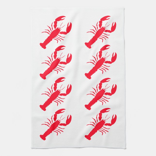 Red White Lobster Seafood 4Nicholas Kitchen Towel (Vertical)