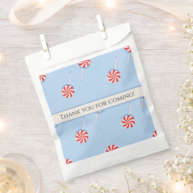Red & White Lollipop Pattern Favor Bags (Clipped)