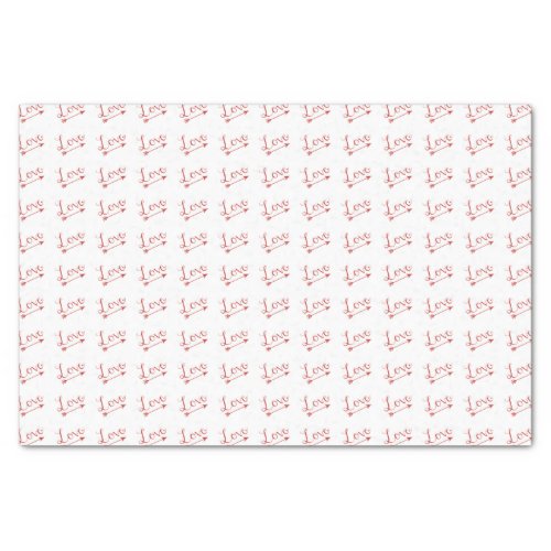 Red  White Love Arrow Valentines Day Tissue Paper