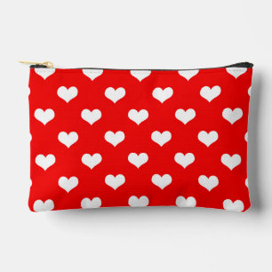 Red White Love Heart Pattern Design  Accessory Pouch