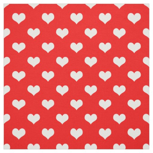 Red White Love Heart Pattern Design  Fabric