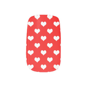 Red White Love Heart Pattern Design  Minx Nail Art
