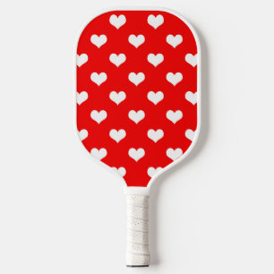 Red White Love Heart Pattern Design Pickleball Paddle