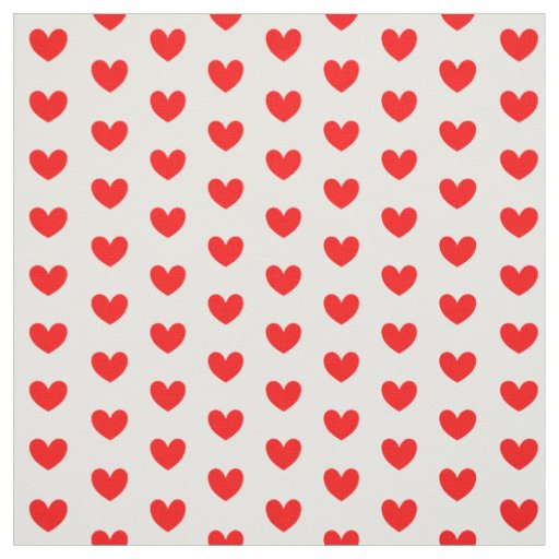 Red White Love Hearts Patterned Fabric