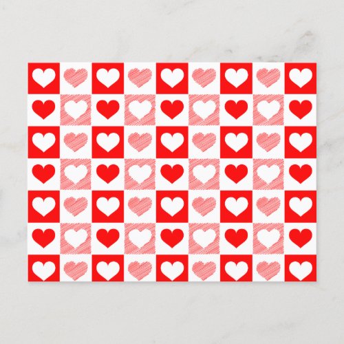 Red White Love hearts Valentines Day  Postcard