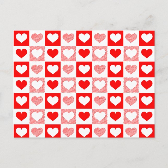 Red White Love hearts Valentine's Day  Postcard (Front)
