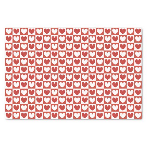 Red  White Love Hearts Valentines Day Tissue Paper