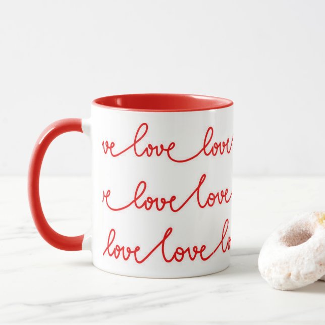 Red White Love Mug (With Donut)