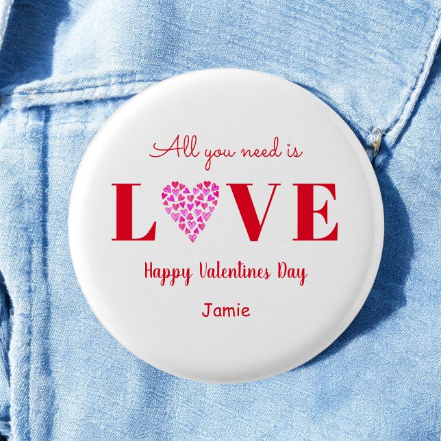 Red White Love Valentines Day  Button (Creator Uploaded)