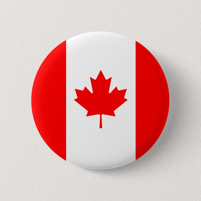 Red White Maple Leaf Canada Flag Button (Front)