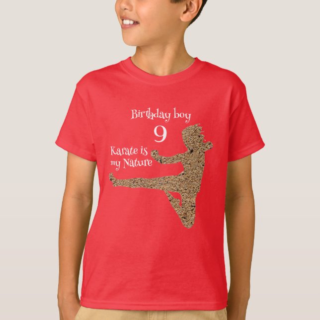 Red White Martial Arts Cute Silhouette Karate Kids T-Shirt (Front)