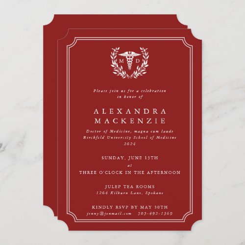 RedWhite MD Caduceus Graduation Invitation