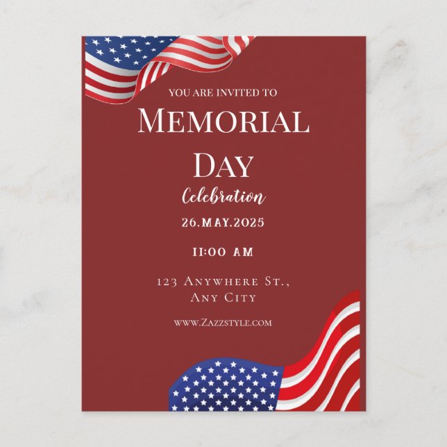 Red White Memorial Day Holiday Postcard (Front)
