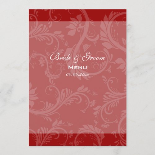 Red white menu floral wedding