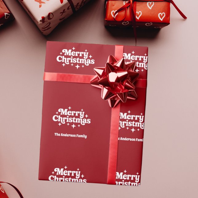 Red white Merry Christmas favor Wrapping Paper (Creator Uploaded)