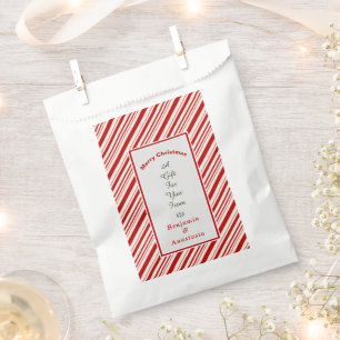 Red White Merry Christmas Favors Personalize Favor Bag