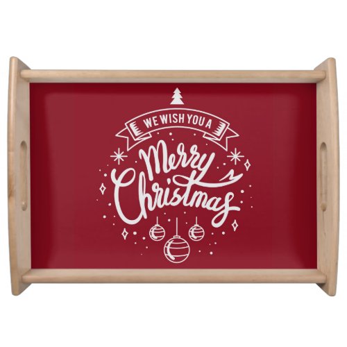 Red White Merry Christmas Holiday  Serving Tray