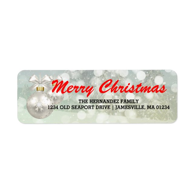 Red White Merry Christmas Return Address Labels (Front)