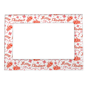 RED & WHITE MERRY CHRISTMAS SCRIPT & MITTENS MAGNETIC FRAME