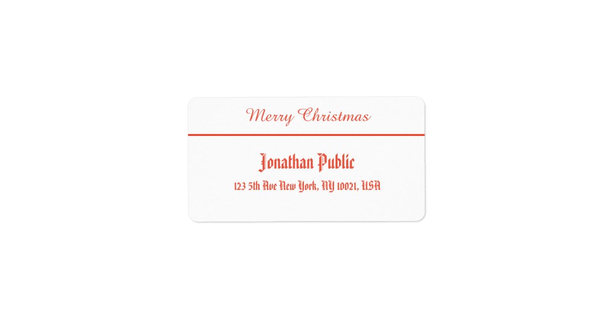 Red White Merry Christmas Script Template Address Label ...
