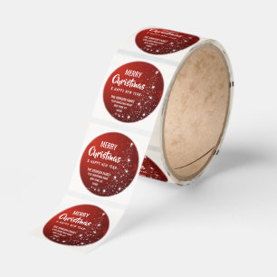 RED White MERRY CHRISTMAS Tree Return Address Classic Round Sticker