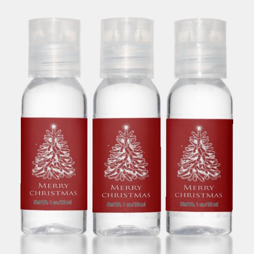 Red White Merry Christmas Tree  Travel Bottle Set Hand Sanitizer