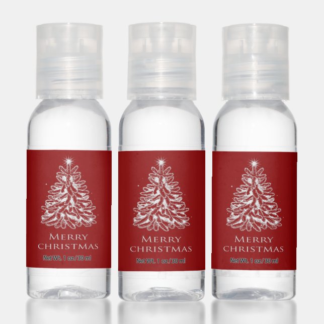 Red White Merry Christmas Tree | Travel Bottle Set Hand Sanitizer (Set)