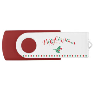 Red White Merry Christmas USB Drives