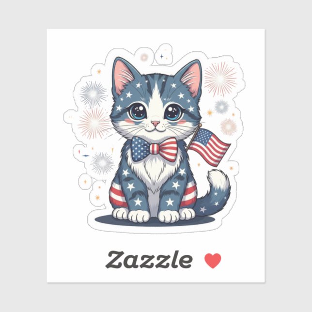 Red, White & Mew – Patriotic Cat Sticker (Sheet)