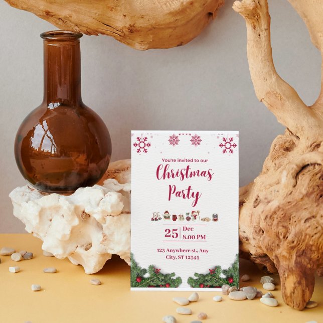 Red White Minimalist christmas Party Invitation (Creator Uploaded)