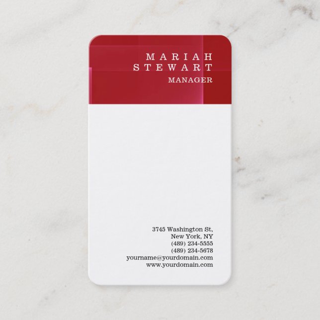 Red White Minimalist Elegant Sophisticated Modern Business Card (Front)