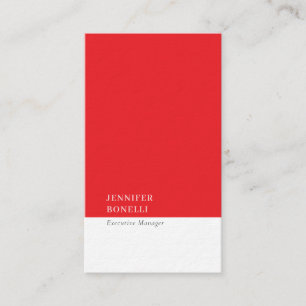 Red white minimalist modern thick luxury trendy business card