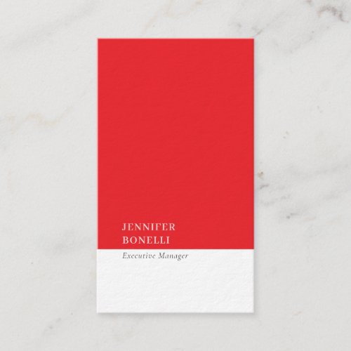 Red white minimalist modern thick luxury trendy business card