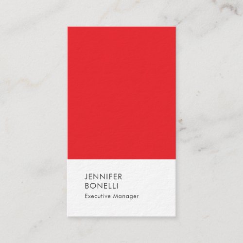 Red white minimalist modern thick luxury trendy business card
