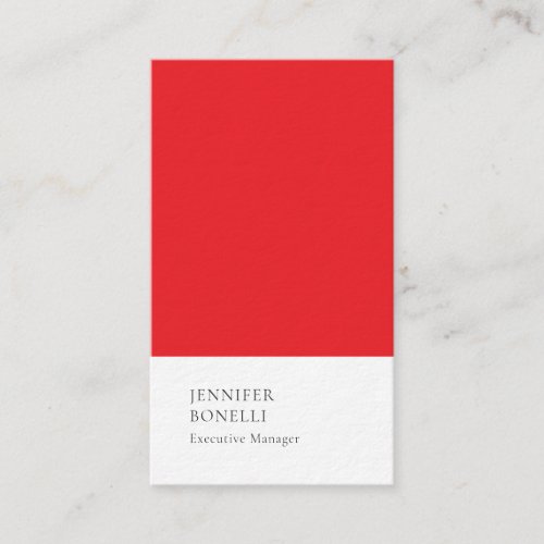 Red white minimalist modern thick luxury trendy business card